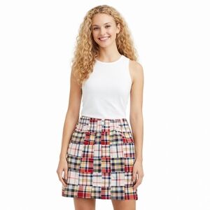 Brooks Brothers Madras Patchwork Plaid Skirt Size 2 Preppy Cotton Mini
